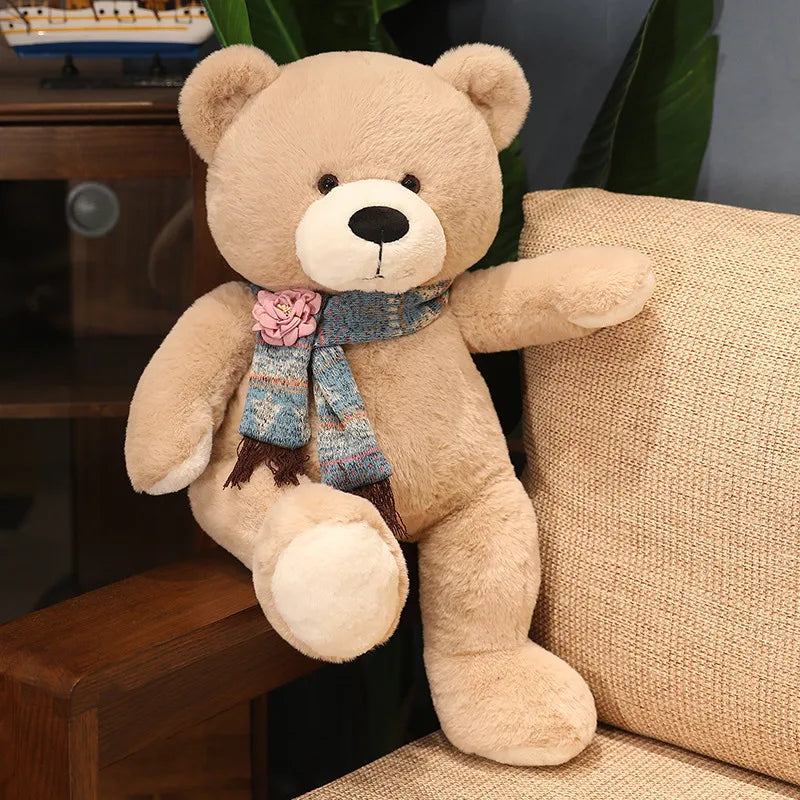 40/60/80cm Kawaii Scarf Teddy Bear Plush Toy Soft Stuffed Animal Xmas Birthday Gift for Girls Boys Kids Children