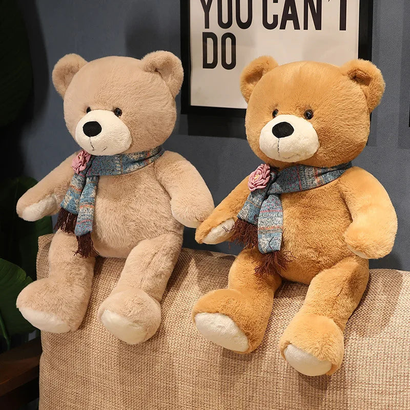40/60/80cm Kawaii Scarf Teddy Bear Plush Toy Soft Stuffed Animal Xmas Birthday Gift for Girls Boys Kids Children