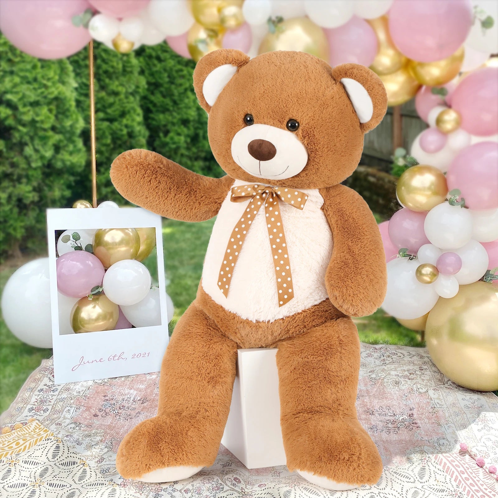 MorisMos Giant Teddy Bear 4 feet Stuffed Animal for Girlfriend,Big Cuddly Stuffed Big Bear for Kids,Baby Shower Decor,Life Size