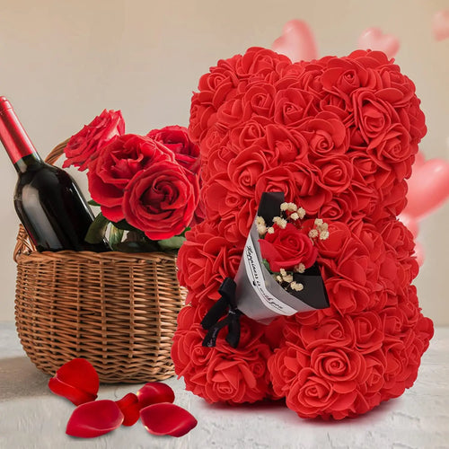 2024 New Artificial Flower Eternal Rose Teddy Bear for Mom Mother's Day Birthday Valentine's Day Anniversary Gifts & Decorations