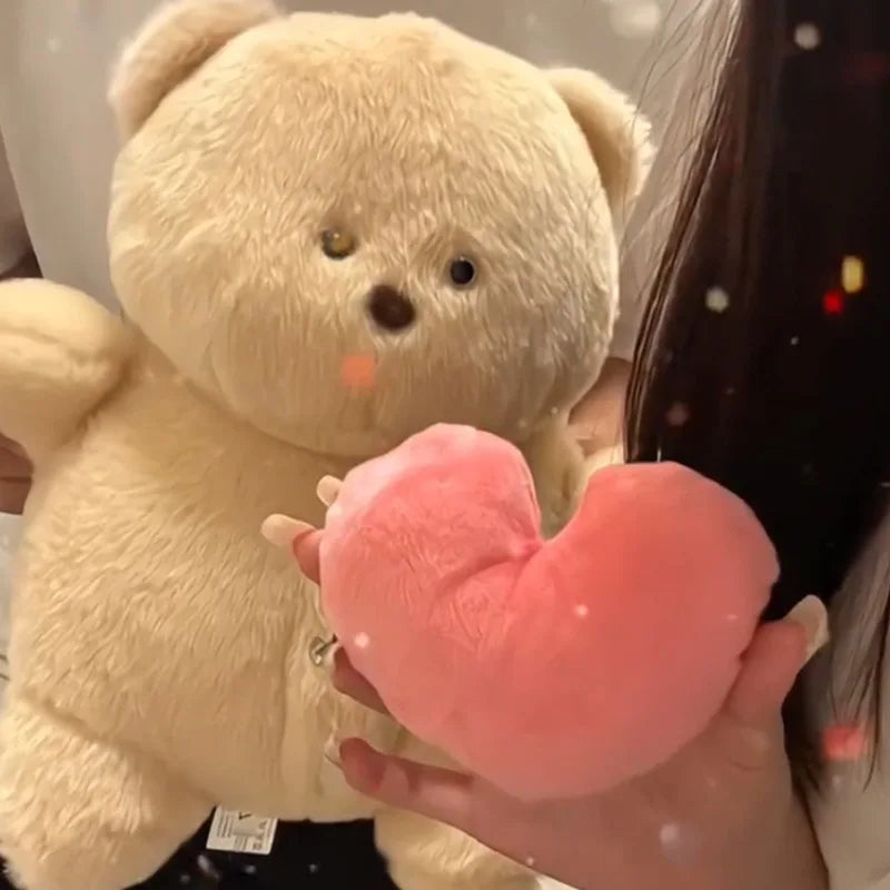 Valentine Day Gift 35cm Teddy Bear Holding Recordable Heart Plush Toy Love Confession with Voice Message