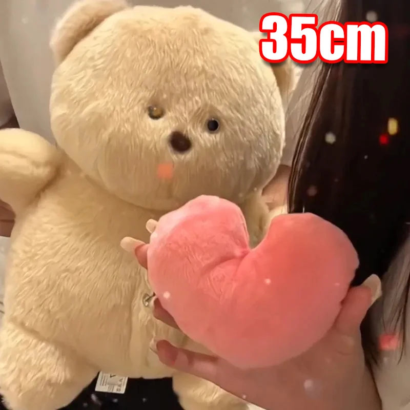 Valentine Day Gift 35cm Teddy Bear Holding Recordable Heart Plush Toy Love Confession with Voice Message