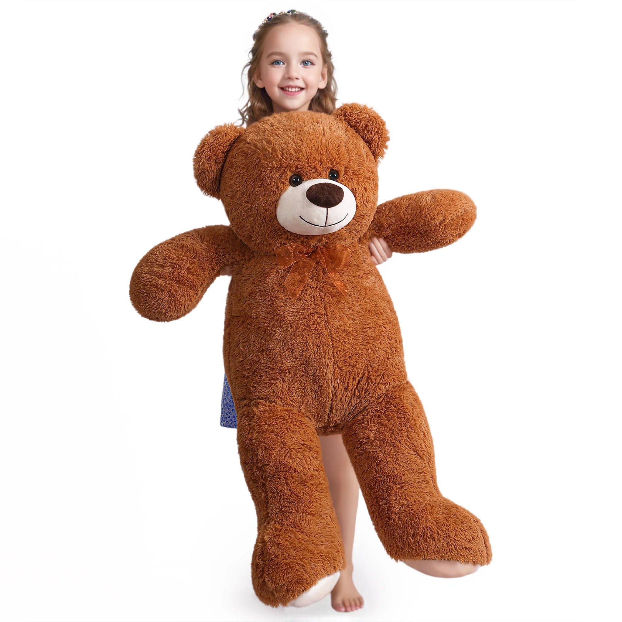 SNOWOLF Giant Teddy Bear Stuffed Animal 43.3in Cute Brown/Beige Valentine's Bear for Girlfriend Boyfriend Mom Birthday